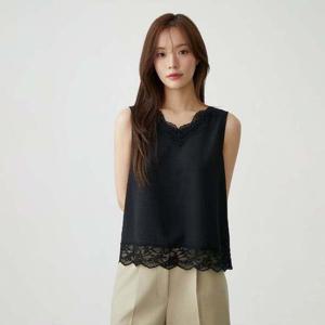 레이스배색 나시 블라우스  PR3WB865