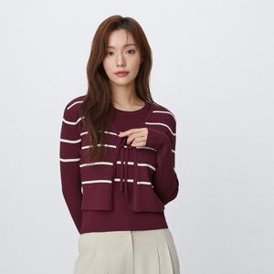 플라스틱아일랜드  나시 레이어드 스트라이프 가디건 (PR3KG832)