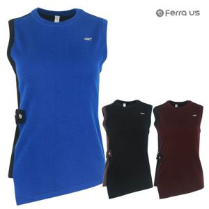 페라어스 여성 언발란스 배색 라운드 니트골프조끼 AV4R6001F2