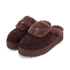 바바라 소가죽 하트 장식 여성 퍼 로퍼뮬 4cm_BBI569