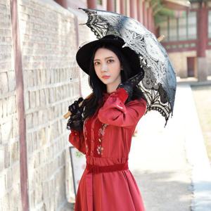 경성시대옷 교복몰 경성의상 개화기의상 레이스 양산 블랙