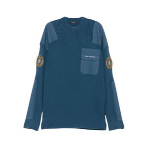 발렌시아가 긴팔 셔츠 833238 T3386 5002 DARK BLUE