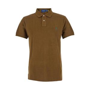 POLO RALPH LAUREN Slim Fit  Brown Polo Shirt with Classic Collar and Pony Embroidery on the Front in Cotton Man 710536856461