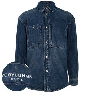 우영미 25FW 블루 코듀로이 데님 백로고 셔츠 W253SH27988L