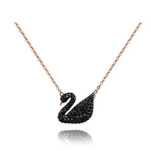 [스와로브스키] 5204134 Iconic Swan 블랙 스완 파베세팅 목걸이