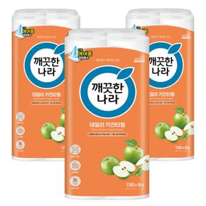 깨끗한나라 데일리 키친타올 150매 24개(8롤x3팩)