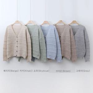 [샵앤]원픽 여성 단추Y 오픈 간절기 아우터 긴팔 니트 가디건 GND-WCD-2673