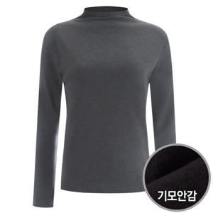 [샵앤]샤인 국산 여성 하프넥 기모 데일리 이너 소프트 긴팔 반폴라 티셔츠 DAI-WSH-1735-차콜