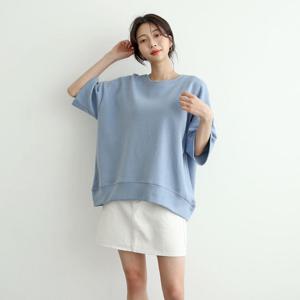샵앤) 파우더 여성 5부 반팔 면 티셔츠 AMI-WSH-3265-옐로우