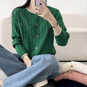 샵앤) 여성 루빈R 꽈배기 라운드 가디건 21DS-WCD-3777-그린