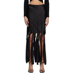 25 FW Stella McCartney 여성 블랙 스트라이프 맥시 스커트 231471F093000