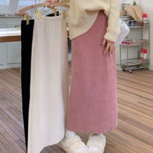 코듀로이 허리밴딩 겨울스커트 롱치마 데일리룩