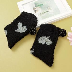 하트 방울 여성 수면양말(블랙) 겨울 수족냉증양말