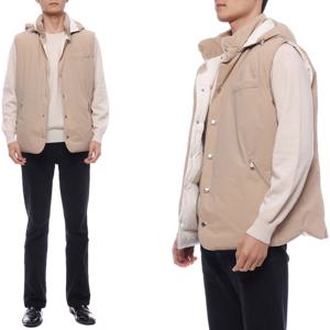 [브루넬로쿠치넬리] 24FW 남성 후드 다운 패딩 조끼 (MM4911775 CQW77 24F)