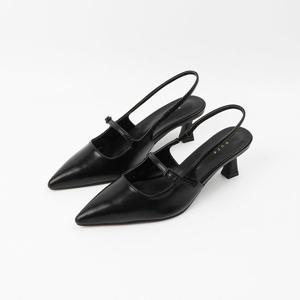 [신난다슈] 여성 슬링백힐 5cm 메리제인 슬링백 구두 펌프스힐 스틸레토 NF252409 블랙