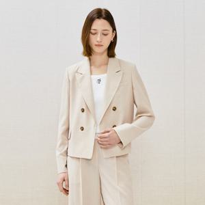 (더아이잗) 피크드 라펠 더블 크롭 재킷 IR4A0JK041