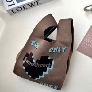 쁘띠미니에코백 심플 데일리봉다리가방(하트브라운)