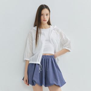 (더틸버리) 오버핏 펀칭 후드 블라우스 TR5N0BL08W