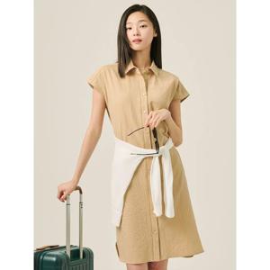 [빈폴레이디스] 텍스처 캡 슬리브 원피스 베이지 (BF5471C11A)