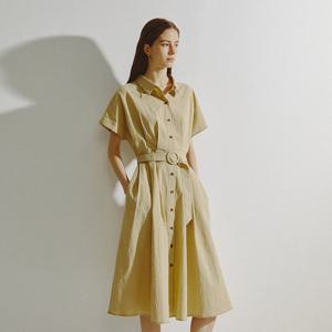 (더아이잗) 스티치 턱 플레어 셔츠 원피스 IRTP0OP671