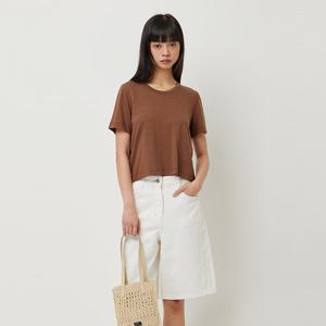 [시슬리] 에코 린넨 줄리엣 크롭 티셔츠_SATS36531BR