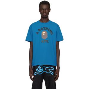 BAPE 티셔츠 블루 컬리지 티셔츠 242546M213212