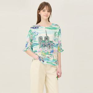 [베네통] 스케치 돌먼 블라우스_BABL92531GN