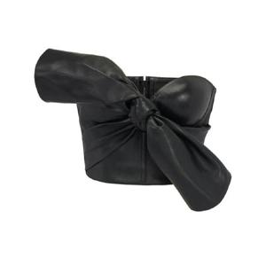25 FW Alexander McQueen 매듭 보우 가죽 코르셋 탑 780911Q5AL1 TP432306451
