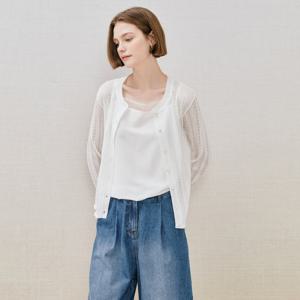 (더아이잗) 린넨 스카시 라운드넥 가디건 IR6A1CD221