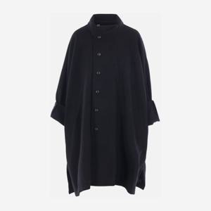 요지야마모토 블랙 오버사이즈 하이 칼라 코트 FMC51103 BLACK