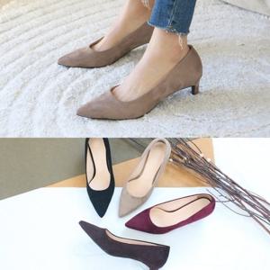 [애슬릿] 스웨이드 여성 펌프스 스틸레토 힐 5cm