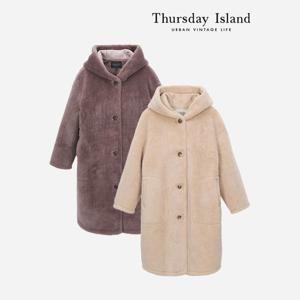 [Thursday Island] 후드 퍼 롱코트(T238MLT242W)