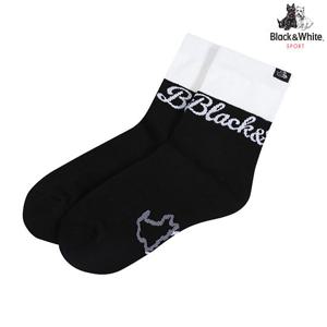 [블랙앤화이트]여성 컬러블럭 배색 중목 양말 8115LXSC_BLACK