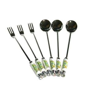 백산 티스푼 디저트 포크 티포크 커트러리 식기 꽃 1p