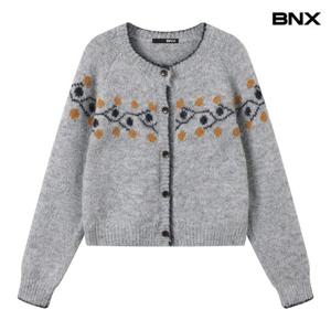 [BNX]플로럴 자카드 패턴 니트 가디건 (BX3CD041L0)