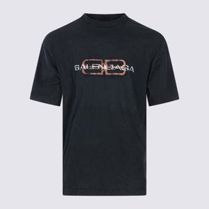 발렌시아가 로고 프린트 크루넥 레귤러 핏 티셔츠 764235TTVD6