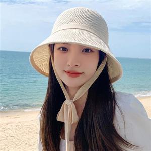 여성 여름 리본 끈 보넷 벙거지 소공녀 버킷햇 비치 여성버킷햇