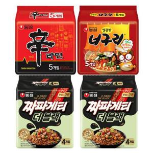 신라면 5입+너구리 5입+짜파게티 더블랙 8입 총18개
