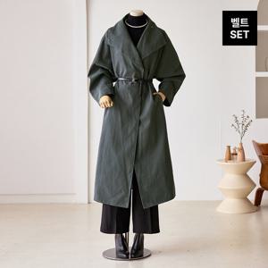 [커스텀에이블] 벨티드 하이넥 오버핏 롱코트_T2510CT605C