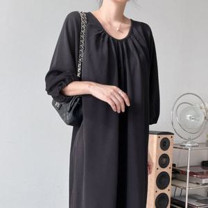 샵앤) 여성 나그랑 8부소매 롱 원피스 ARA-WDR-3853-블랙