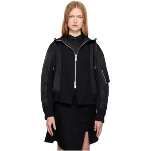 25 FW 사카이 여성 블랙 스펀지 스웨트 후드티 242445F097016