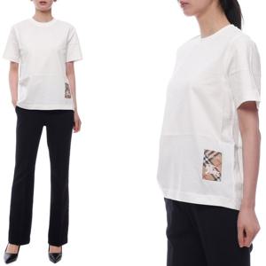 [버버리] 25SS 여성 체크 라벨 반팔티셔츠 (8104886 CHALK 25S)