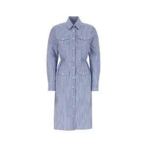PRADA 자수 샴브레이 셔츠 드레스 P3N25RSOOO15ER F0008
