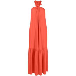 25 FW 에리카 카발리니 플리츠 디테일 홀터 넥 롱 드레스 E3ST20LINETTE TP432160652