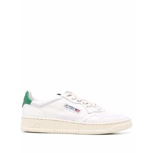 AUTRY 39메달리스트 로우39 화이트 스니커즈 대조적인 힐 탭이 있는 레더 맨 AULMLL20WHTGREEN