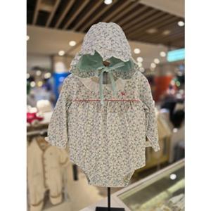 [블루독베이비] 25 FW(민트)폼폼플라워세트바디수트(45A7004015)출산 백일 돌 유아 아가옷 모자 우주복 (45