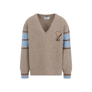 아미 파리스 Ami de Coeur 로고 패치 칼리지 점퍼 UKS823KN0111 280CAMEL TP948084040