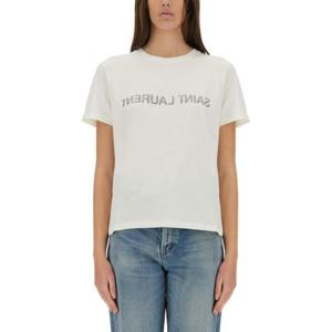 생로랑 반팔 티셔츠 665234 Y37AW9744 WHITE
