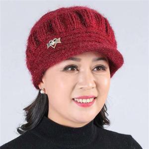니트모자 여성 중년장년 하트리본 기모 니트모자 겨울 챙벙거지