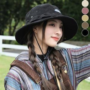 여성 코듀로이 골덴 사파리모자 버킷햇 벙거지모자